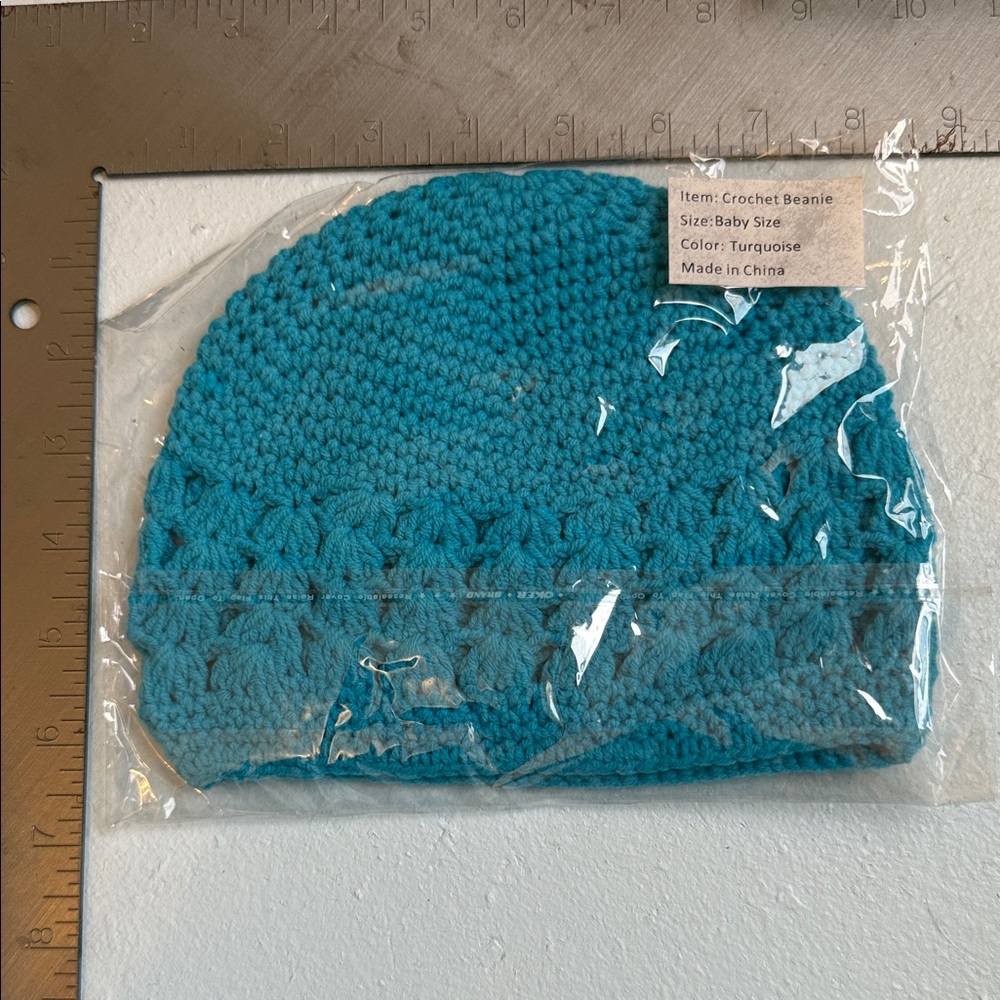 LeLaLo Turquoise Crochet Beanie